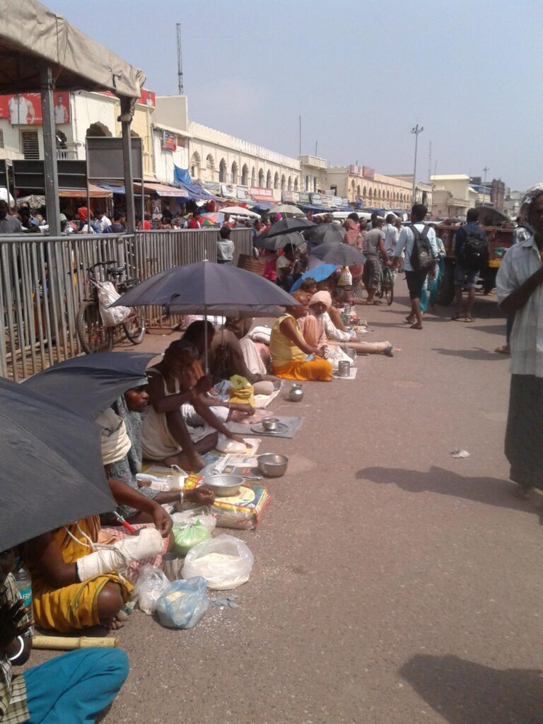 A survey of beggars in front of the Jagannath Temple in Puri