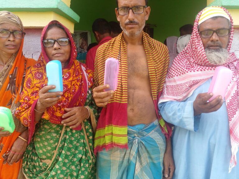 On 23/6/2024 glasses were distributed free of cost to the poor people of the village from the NGO.  The event was held at Thakur’s house in Dangna village of Bhimpur police station.